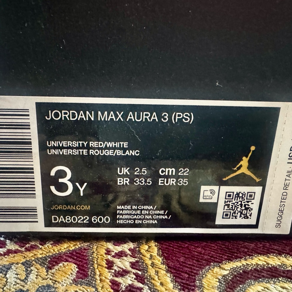Jordan Kids Black Sneakers with Red Trim - Picture 2 of 8